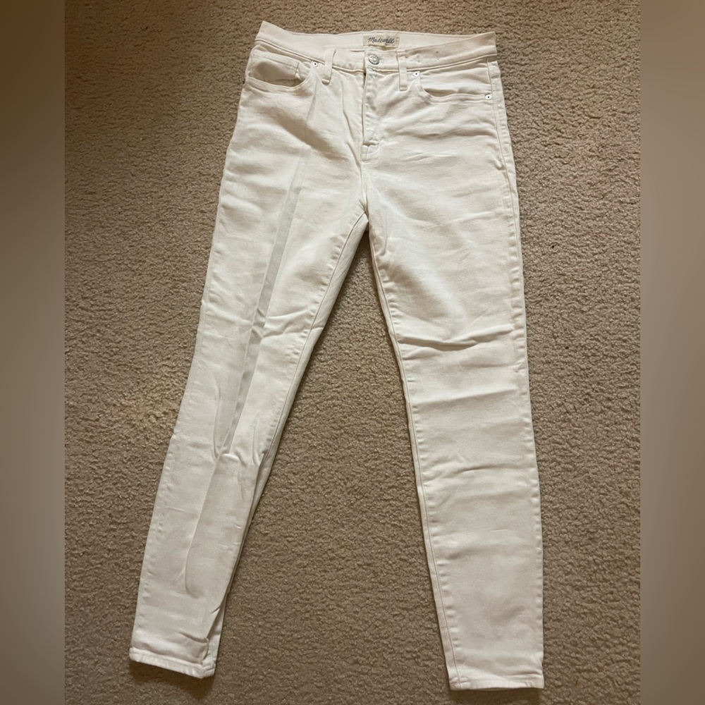 Madewell High Riser White Denim Pants/Jeans